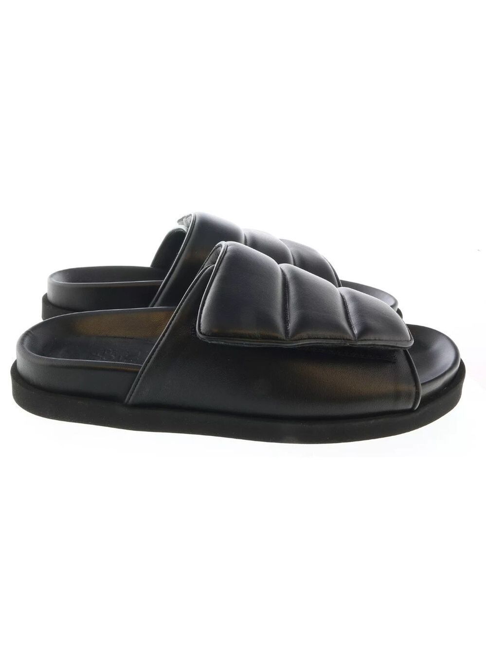Gia Borghini Black Padded Leather Platform Slides Mules Size 36.5, US 6 - Picture 3 of 12
